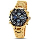 QUAMER 165 Waterproof LED Electronic Digital Stainless Steel Men Watch