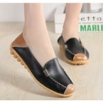 Women Leather Flat Shoe- Black