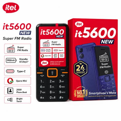 itel It5600 1800mAh, Wireless FM, Type-C Dual SIM Phone - Black